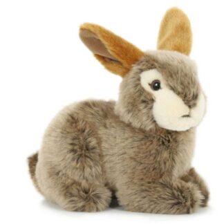 Élethű, fekvő plüss barna mezei nyúl, 20 cm (Semo)