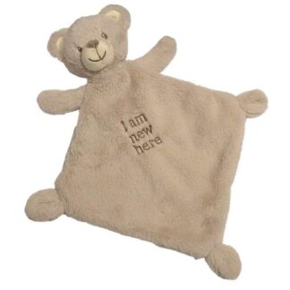 Barna színű macis szundikendő "I am new here" felirattal (Nicotoy)