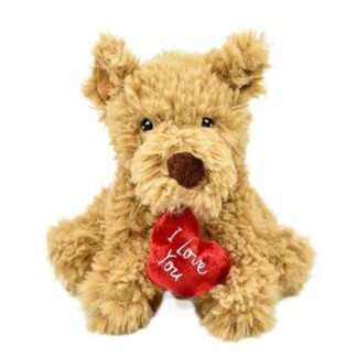 Ülő, szerelmes plüss kutya szívvel, 18 cm (Keel Toys)