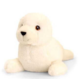 Fehér színű fekvő plüss fóka, 25 cm (Keel Toys)