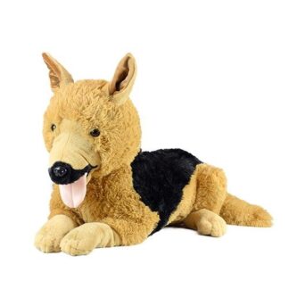 Átölelhető, XXL méretű fekvő plüss németjuhász kutya, 75 cm