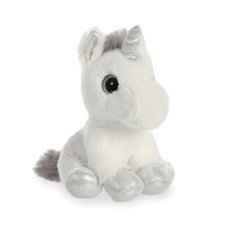 Silver, az ülő, ezüst színű, csillogó szemű plüss unikornis, 18 cm (Aurora, Sparkle Tales)