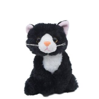 Ülő plüss cica, fekete (14 cm)