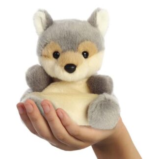 Lucian, a tenyérnyi ülő plüss bébi farkas, 13 cm (Aurora, Palm Pals)