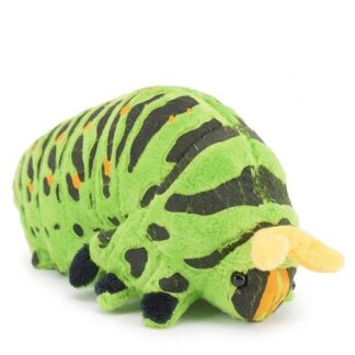 Élethű zöld-sárga plüss hernyó, 25 cm (Cornelissen)