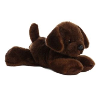 Lil Lucky, az élethű, fekvő, plüss sötétbarna labrador kutya kölyök, 20 cm (Aurora, Mini Flopsies)