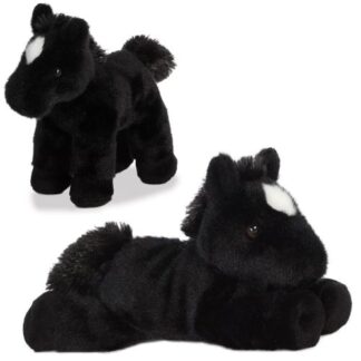 Beau, a fekete plüss ló fehér orrcsíkkal, 20 cm (Aurora, Mini Flopsies)