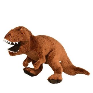 Élethű, barna színű T-Rex plüss dinoszaurusz, 30 cm (Cornelissen)
