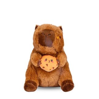 Ülő plüss capybara vízidisznó sütivel, 20 cm