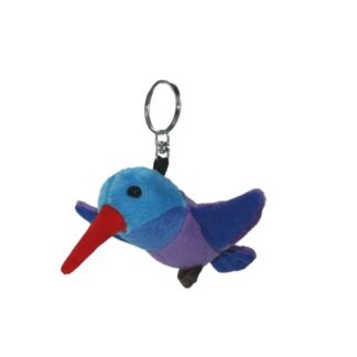 Kék plüss kolibri kulcstartó, 11 cm (Cornelissen)