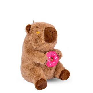 Ülő plüss capybara vízidisznó fánkkal, 20 cm