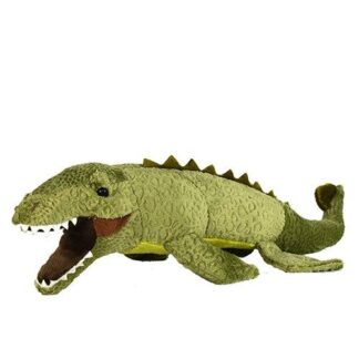 Élethű, zöld színű Mosasaurus plüss dinoszaurusz, 40 cm (Cornelissen)