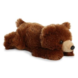 Grizzly, a fekvő, barna plüss maci, 20 cm (Aurora, Mini Flopsies)