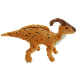 Élethű, barna színű Parasaurolophus plüss dinoszaurusz, 35 cm (Cornelissen)